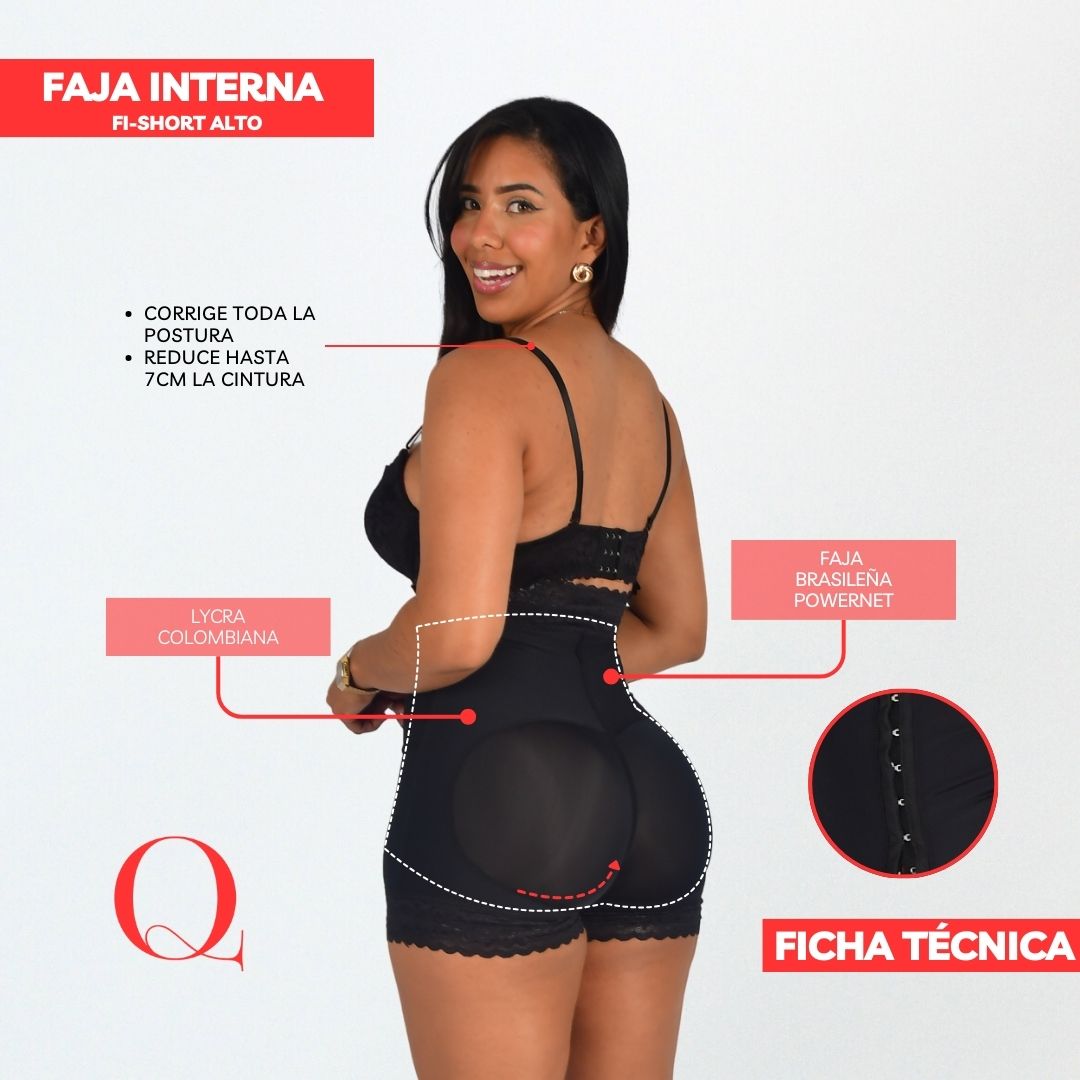 FAJA INTERNA - SHORT ALTO CON BROCHE POWERNET ULTRALEVANTACOLA-FISHORT ALTO