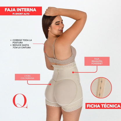 FAJA INTERNA - SHORT ALTO CON BROCHE POWERNET ULTRALEVANTACOLA-FISHORT ALTO