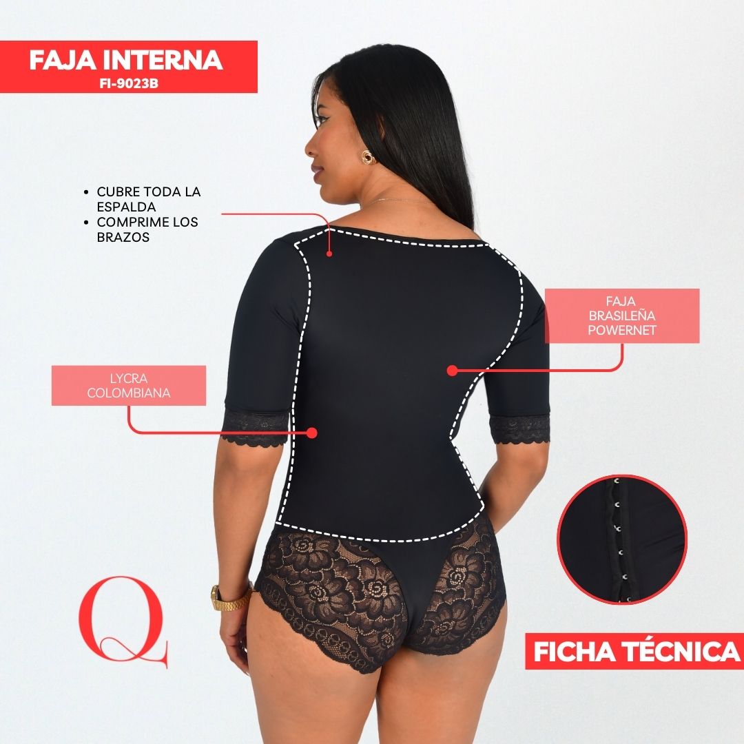 FAJA INTERNA  POWERNET- BVD ESPALDA COMPLETA Y MANGAS- CON BROCHES FI9023B